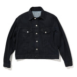 COTTON DENIM PRINT - TRUCKER JACKET Black