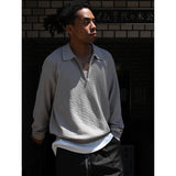 Half Zip Knit Polo Graybeige