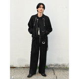 LINEN DOCKING RIDERS JACKET Black