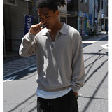 Half Zip Knit Polo Graybeige