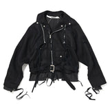 LINEN DOCKING RIDERS JACKET Black