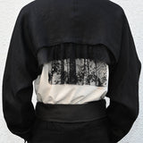 LINEN DOCKING RIDERS JACKET Black