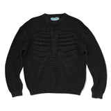 Acid Wash Bones 3D Knit Sweater Black