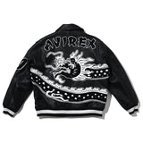 × AVILEX “EASTEND DRAGON” Varsity Jacket Black