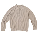 Half Zip Knit Polo Graybeige