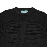 Acid Wash Bones 3D Knit Sweater Black