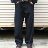 COTTON DENIM PRINT - WIDE PANTS Black