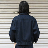 COTTON DENIM PRINT - TRUCKER JACKET Black