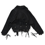 LINEN DOCKING RIDERS JACKET Black