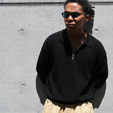 Half Zip Knit Polo Black