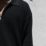 Half Zip Knit Polo Black