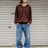L/S V Neck Brown