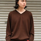 L/S V Neck Brown