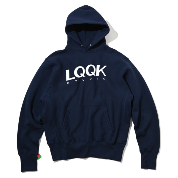 LQQK STUDIO /// SIGNATURE SNAP FLEECE HOODIE Navy 01