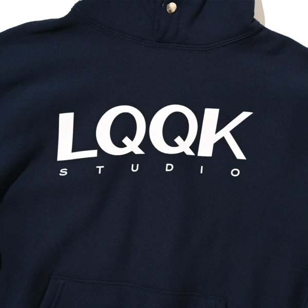 LQQK STUDIO /// SIGNATURE SNAP FLEECE HOODIE Navy 02