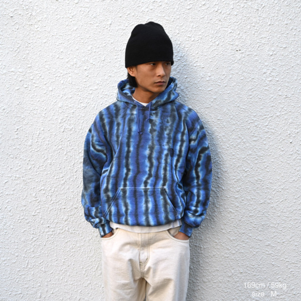 Sasquatchfabrix. /// SWEAT HOODIE  “MIX STRIPE DYE” Blue Stripe 03