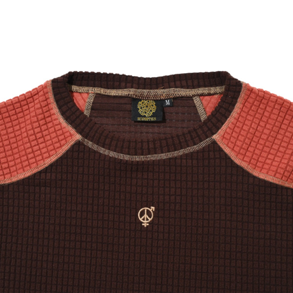 sexhippies /// Grid Fleece 2.0 Dark Brown/ Terracotta 02