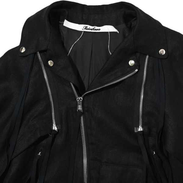 Midorikawa /// LINEN DOCKING RIDERS JACKET Black 03